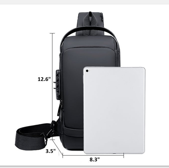 Wasserdichte Umhängetasche – Diebstahlsicherer versteckter Reißverschluss – USB 3.0 Ladeanschluss – Oxford – Unisex