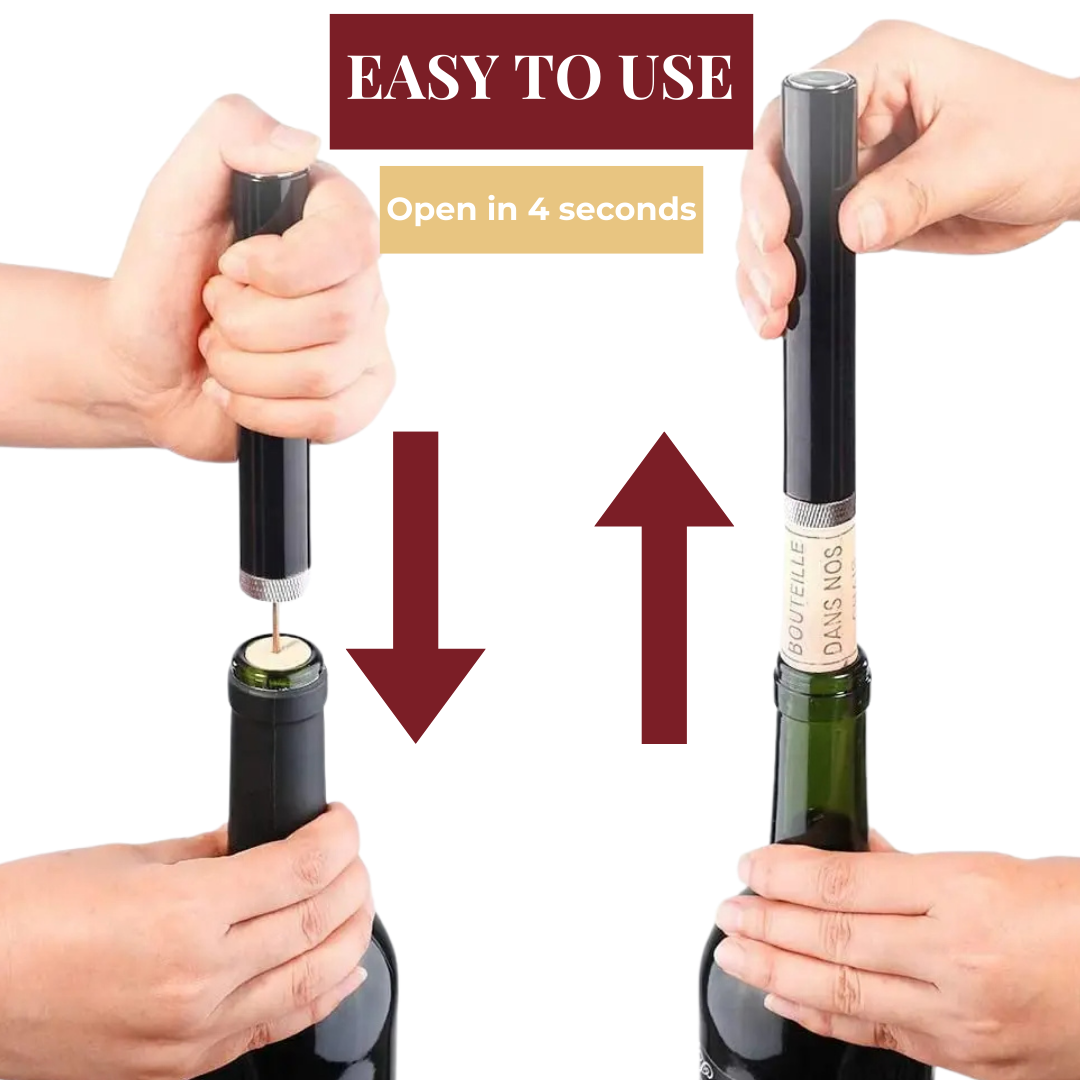 VinoPulse lufttryks vinåbner i rustfrit stål med ergonomisk design