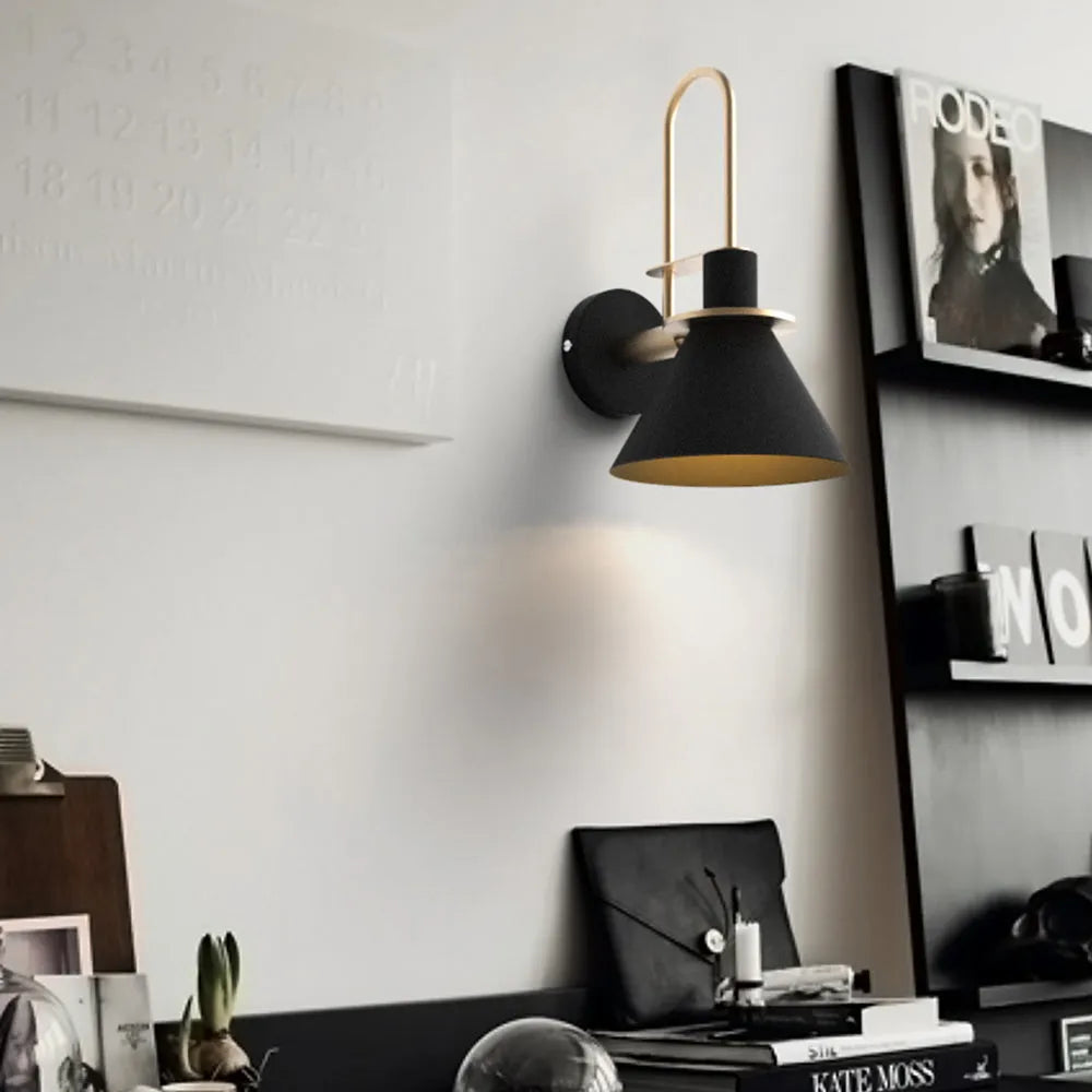 Valentina Vintage Metal Wall Lamp — Horn-Shaped Design, IP44 Rated, Hardwired Mount
