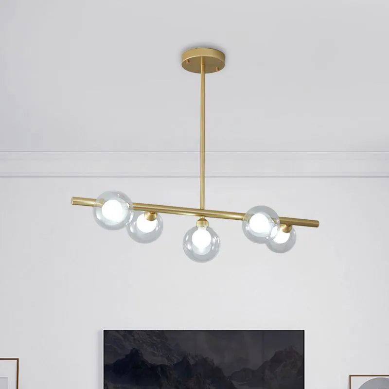 Zesty linjär pendellampa — nordisk design, 5 eller 6 ljuskällor, svart eller guld