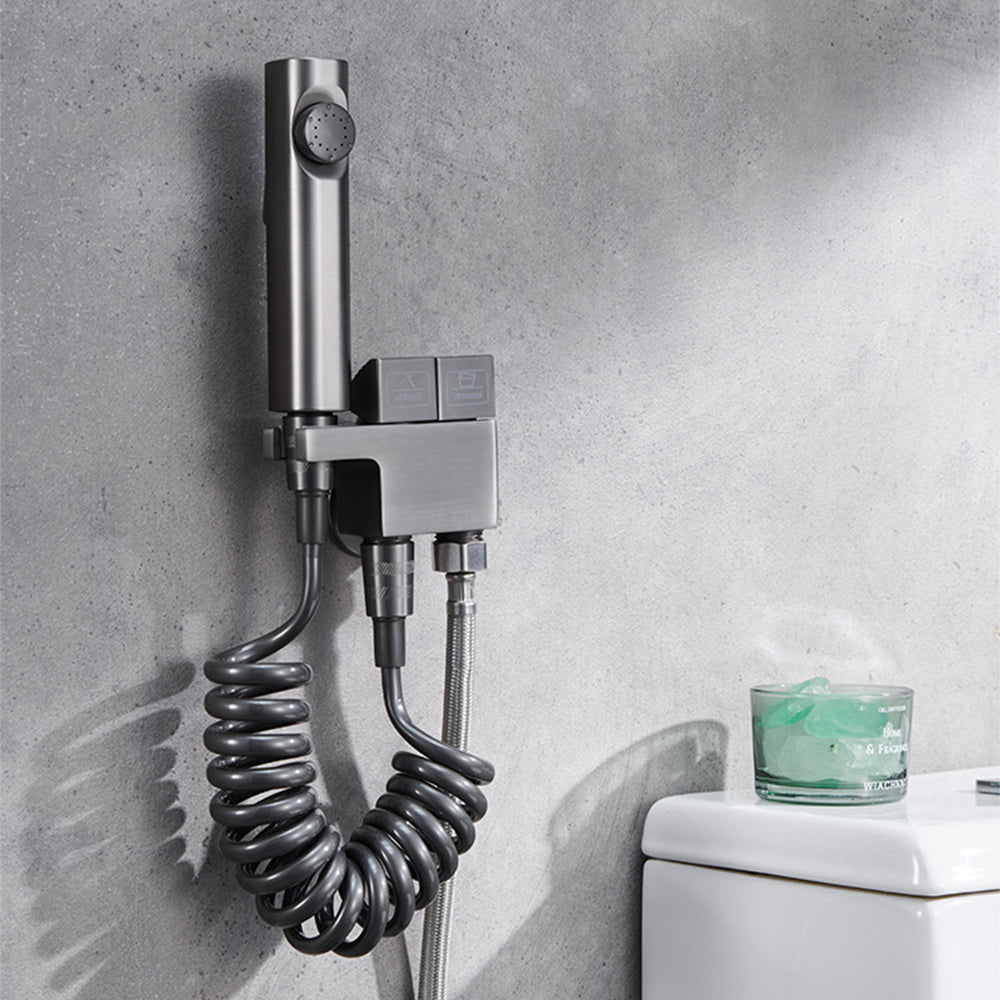 Käsikäyttöinen WC-bidet-suihku kaksoisulostulokulmaventtiilillä