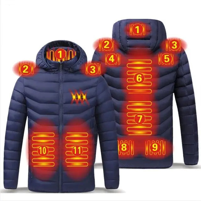 Elektrisch verwarmd hoodie-jack met 11 verwarmingszones