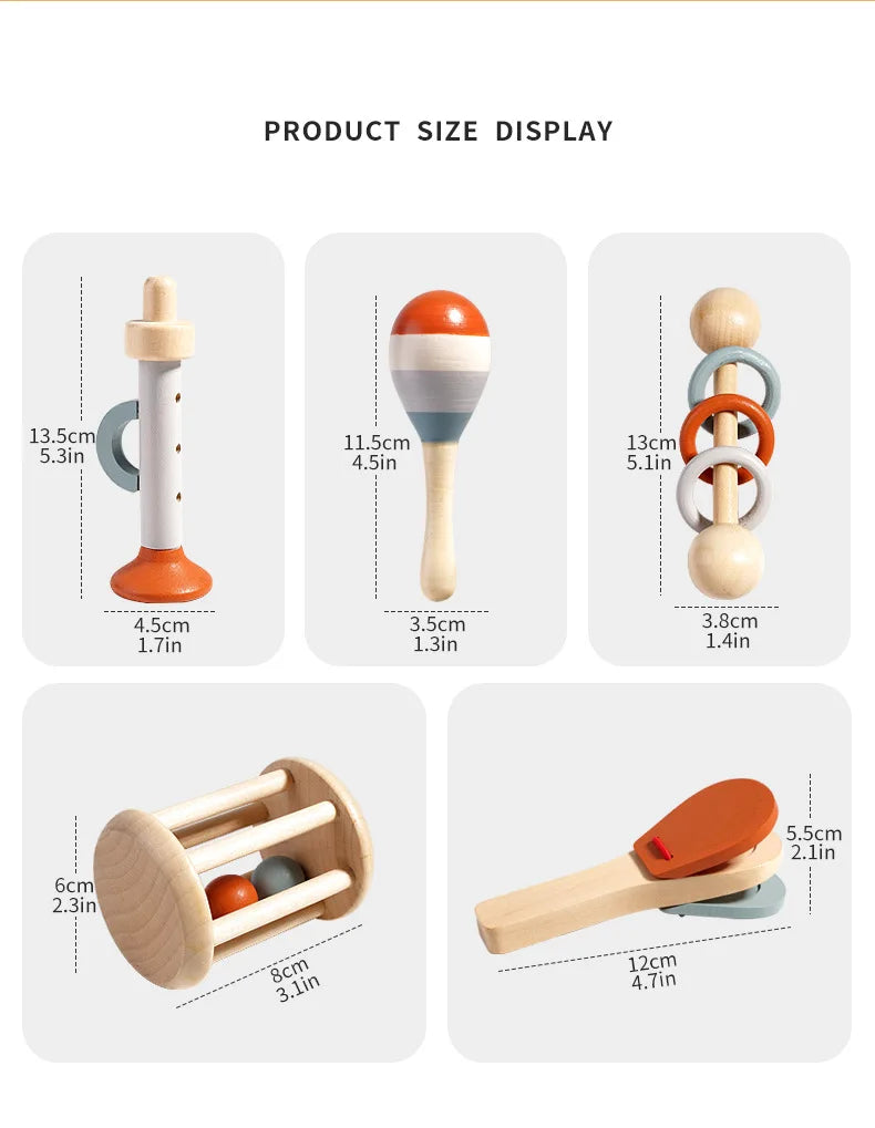 MelodyNest Holz-Montessori-Musikset für Kleinkinder mit gestimmtem Xylophon und Maracas