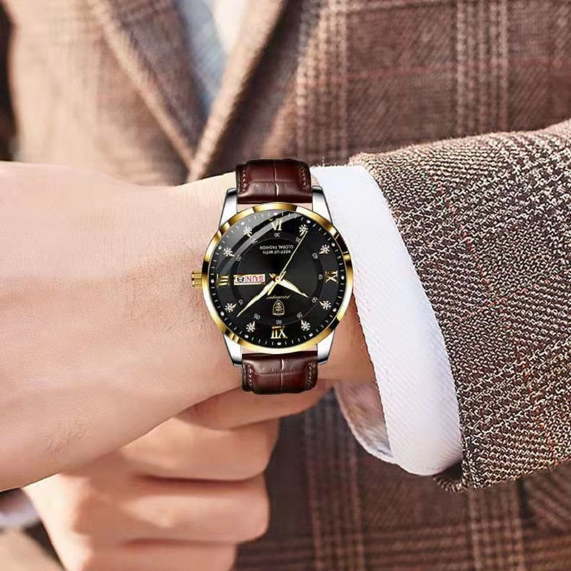 LumaGuard Vattentät Lysande Armbandsur - Rostfritt Stål Självlysande Display