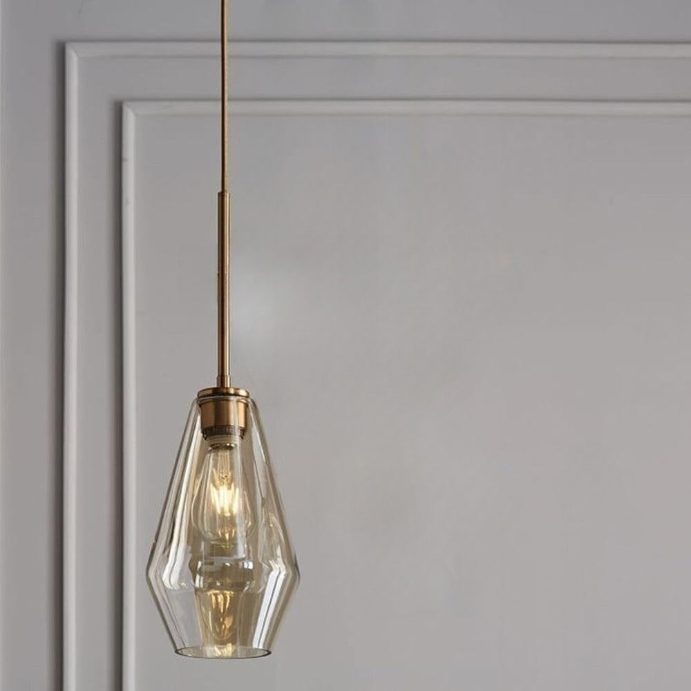 June Pendant Light Glass, Clear/Amber Diamond shape - Neutralighting