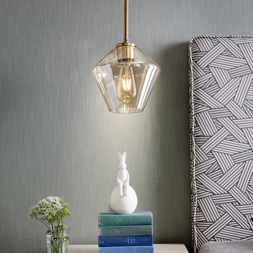 June hanglamp - helder/amberkleurig glas, ruitvorm