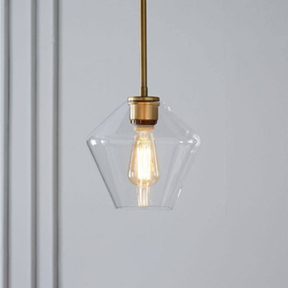 June hanglamp - helder/amberkleurig glas, ruitvorm