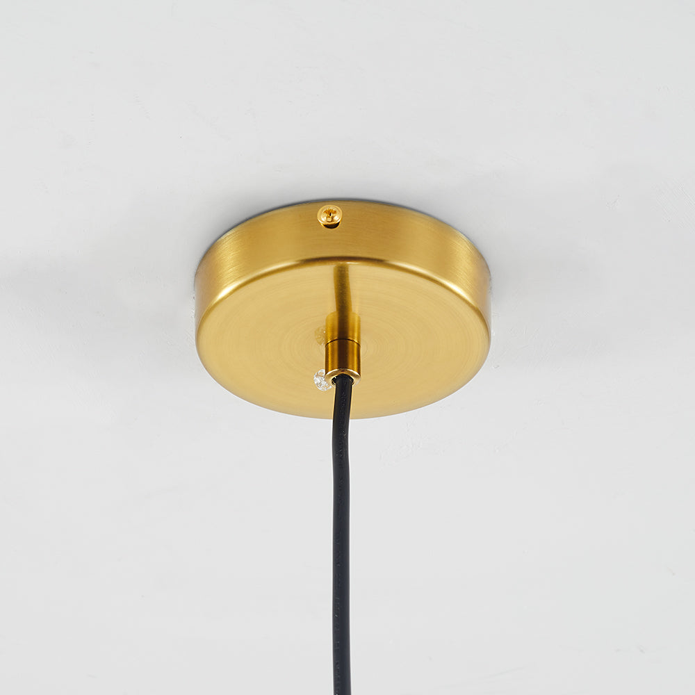 June hanglamp met transparante en amberkleurige glazen bol
