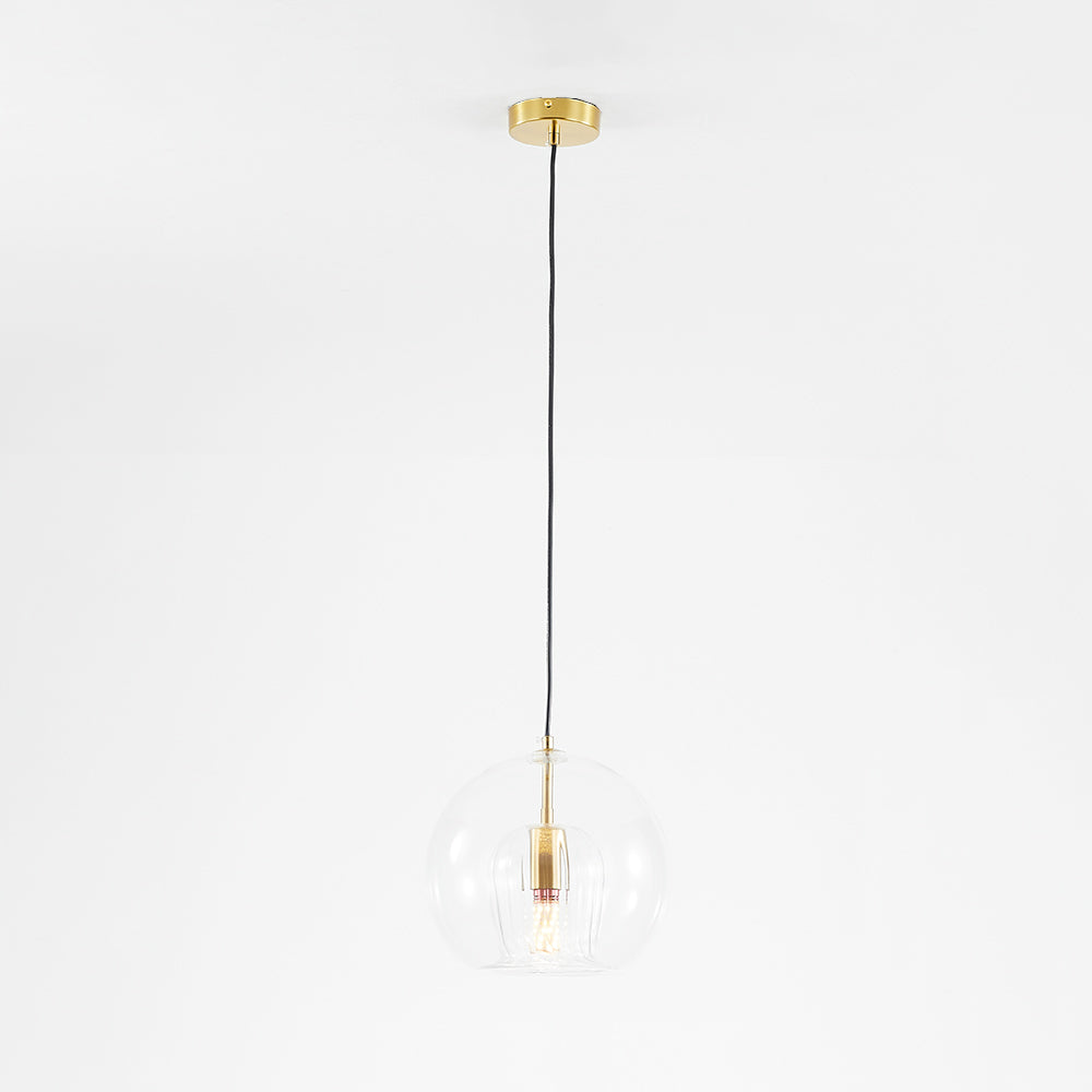 June hanglamp met transparante en amberkleurige glazen bol