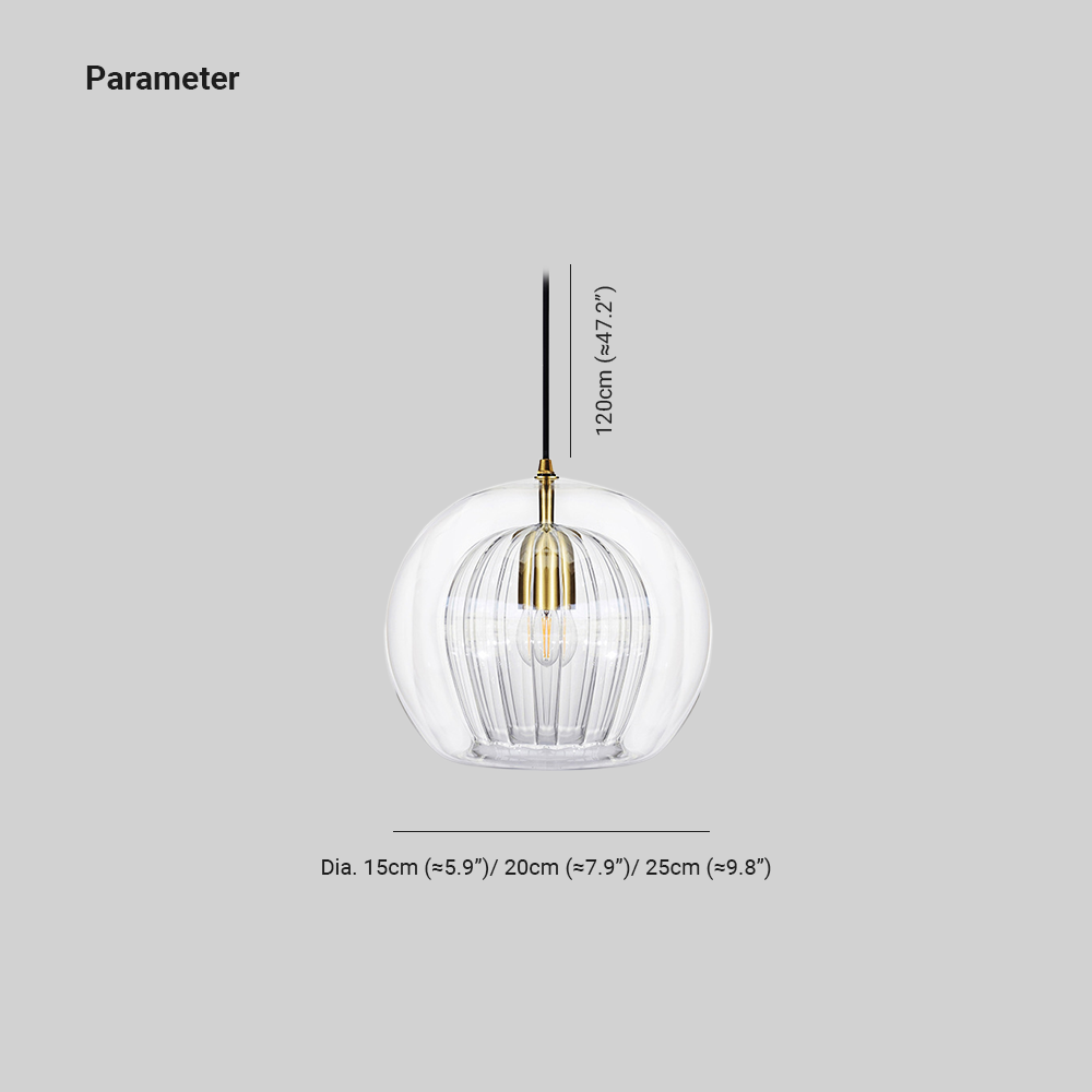June hanglamp met transparante en amberkleurige glazen bol