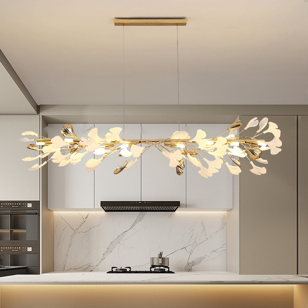 Olivia gylden Art Deco-lysekrone — moderne design i metal og keramik