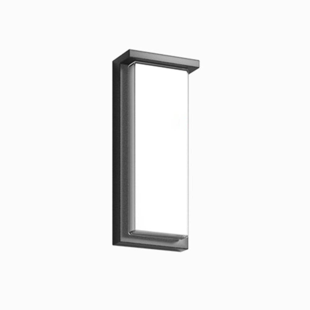 Applique murale d’extérieur Ray — cadre métallique rectangulaire moderne et minimaliste, noir