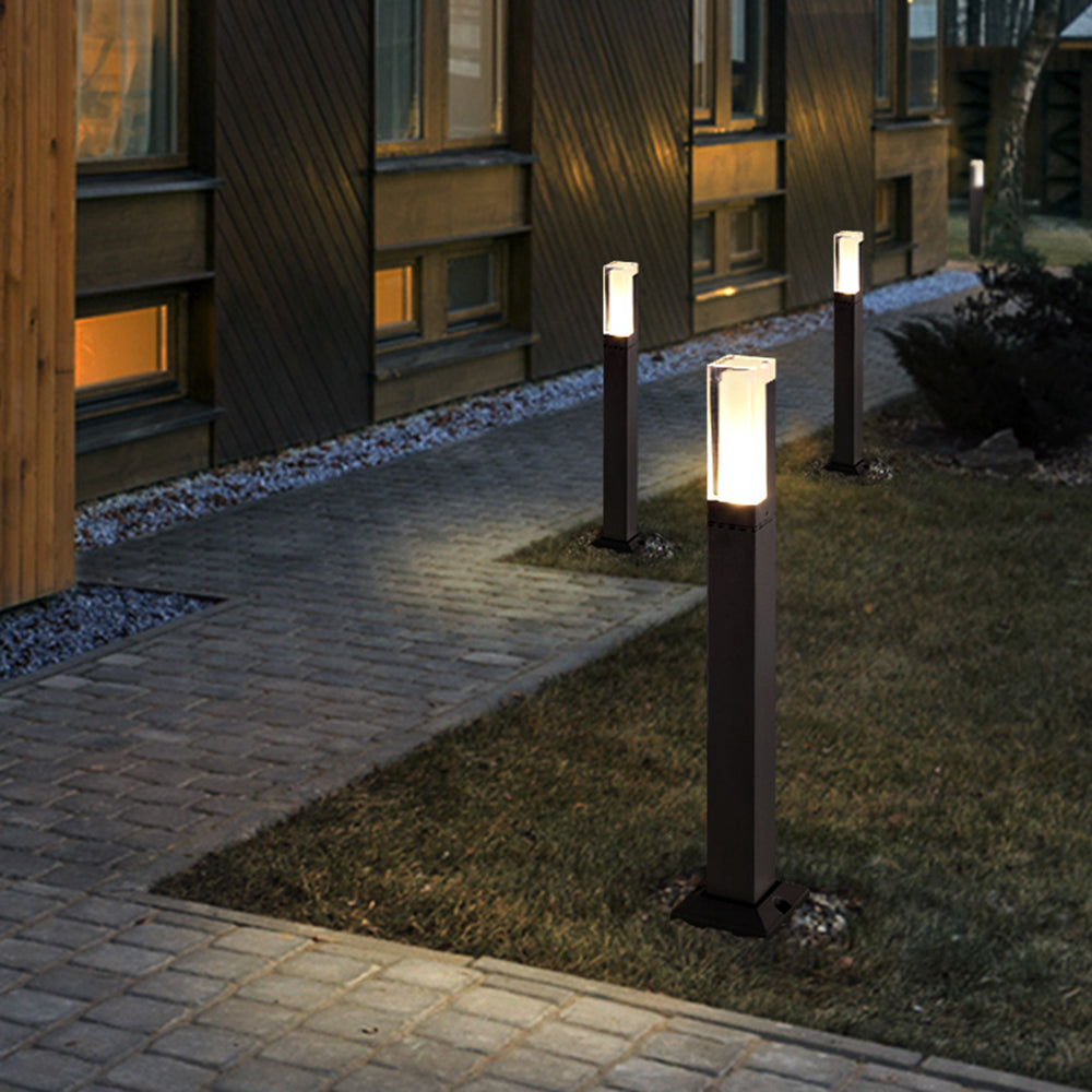 Ray moderne rektangulær solcellelampe til gangarealer – sort udendørs søjledesign