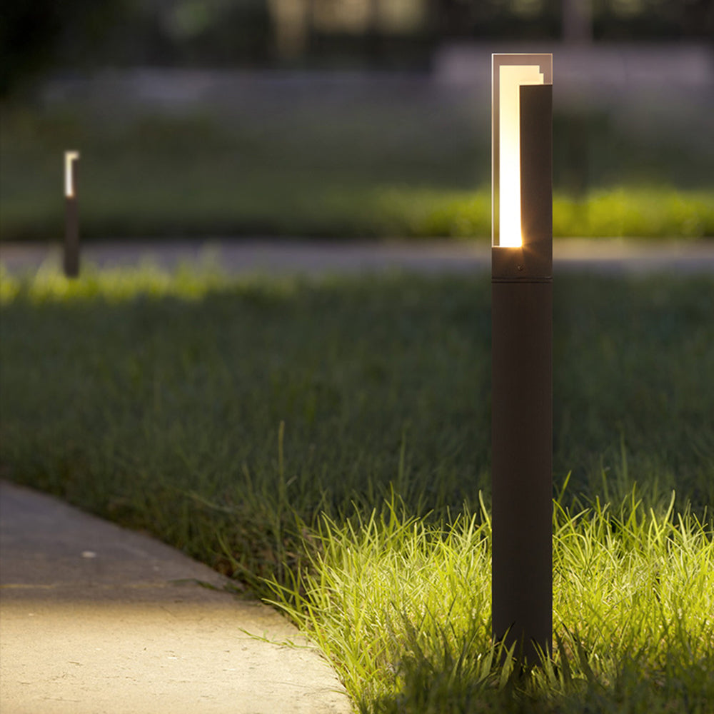 Ray moderne rektangulær solcellelampe til gangarealer – sort udendørs søjledesign