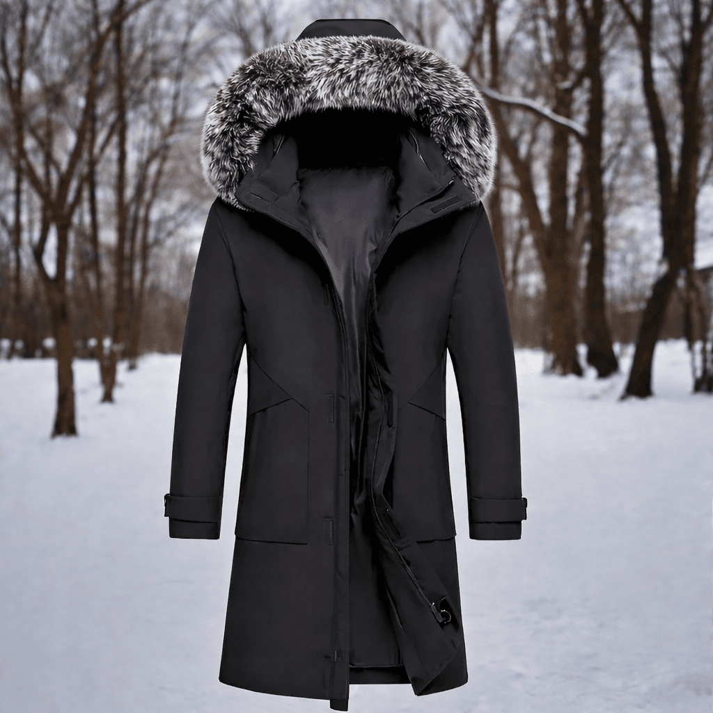 FrostGuard Windproof Winter Parka For Men Insulated Lining Warmth