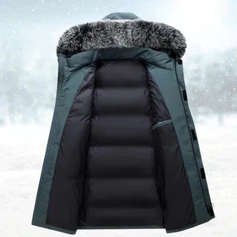 FrostGuard Windproof Winter Parka For Men Insulated Lining Warmth