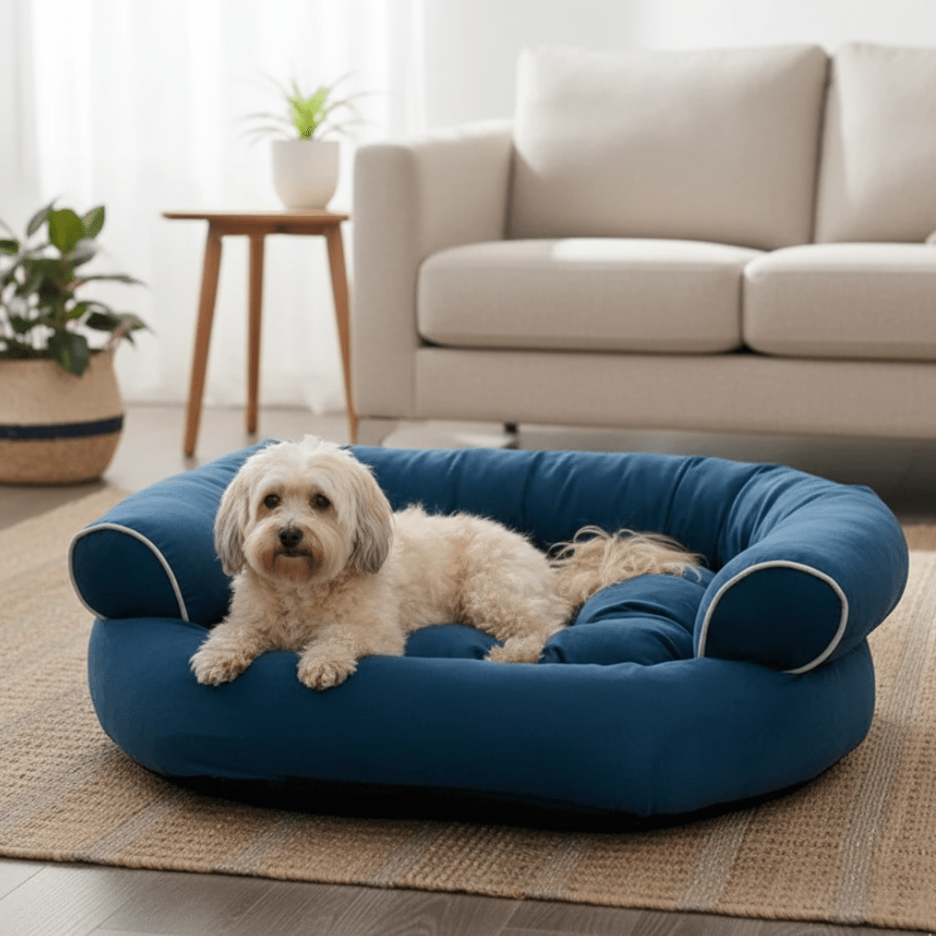 Ortopedyczna sofa dla psa CozyPaws z wysokimi bokami dla niespokojnych i starszych psów