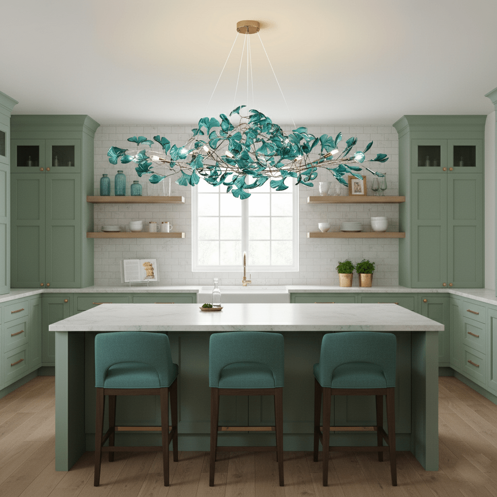 Acrylic Ginkgo Leaf Chandelier — Linear Pendant Light