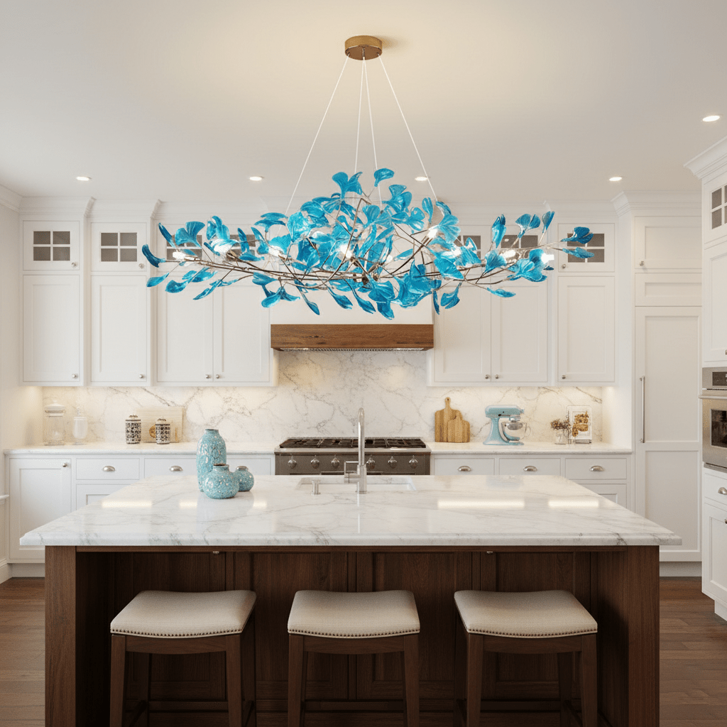 Acrylic Ginkgo Leaf Chandelier — Linear Pendant Light
