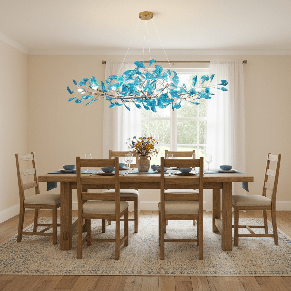 Acrylic Ginkgo Leaf Chandelier — Linear Pendant Light