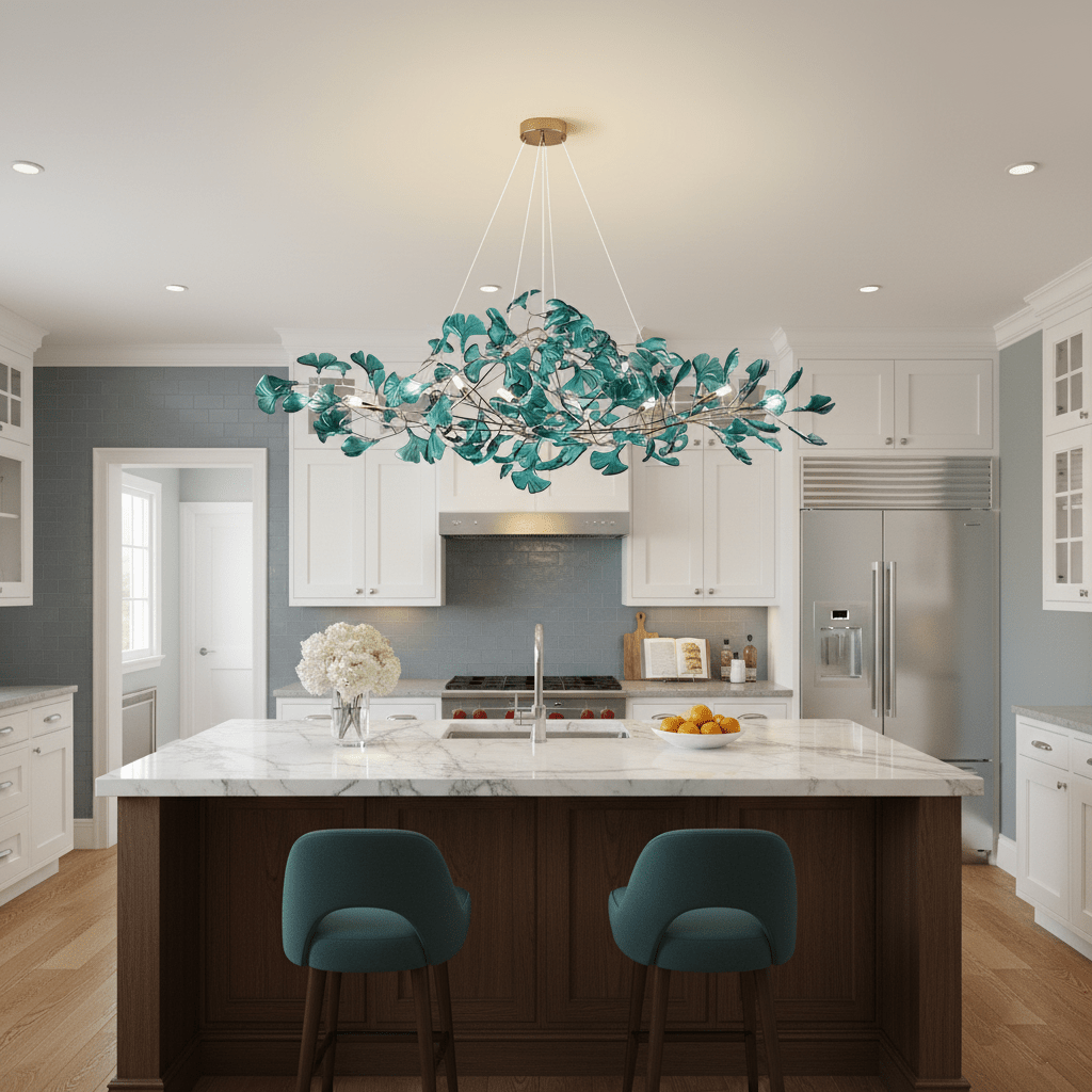 Acrylic Ginkgo Leaf Chandelier — Linear Pendant Light