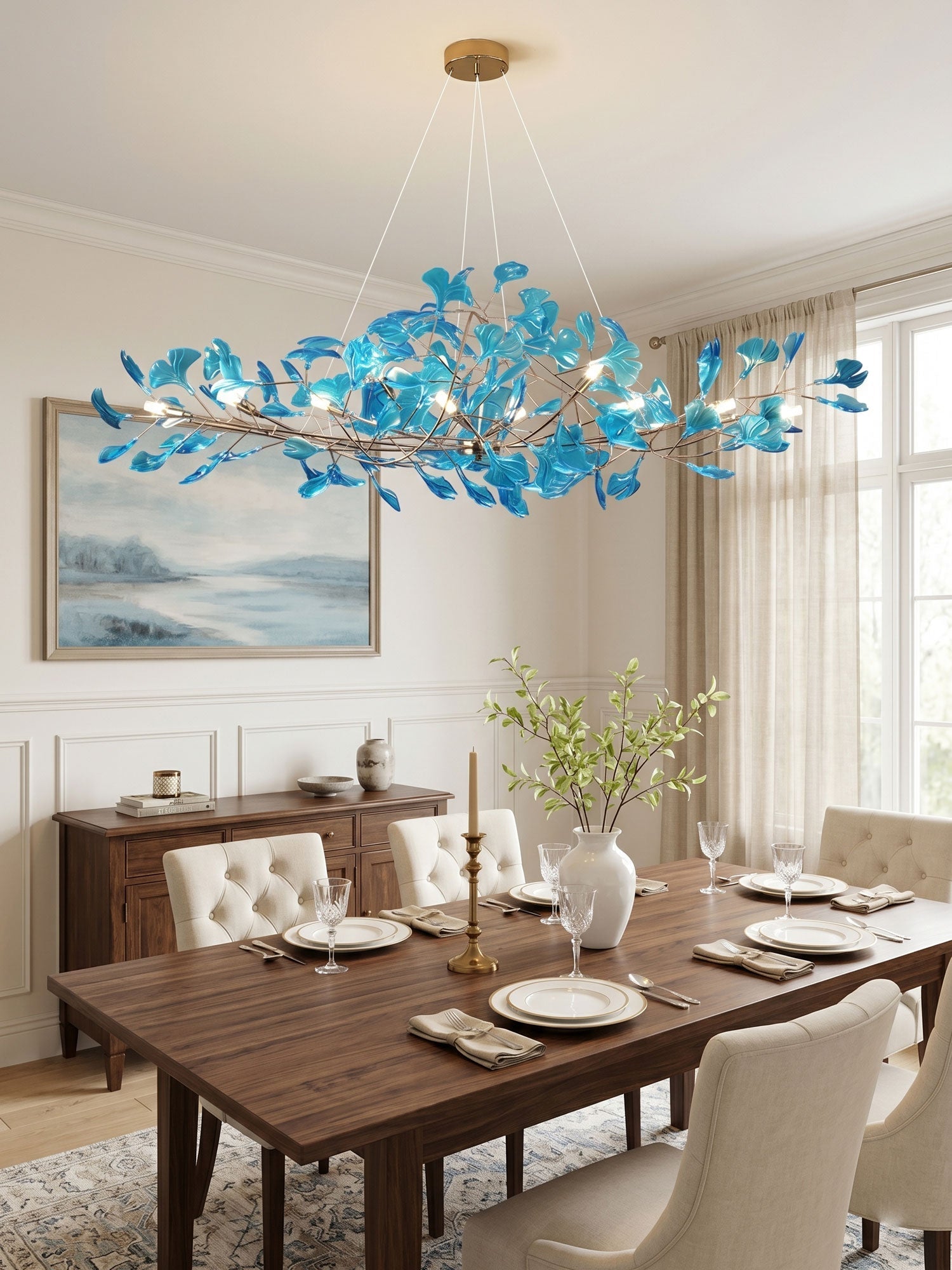 Acrylic Ginkgo Leaf Chandelier — Linear Pendant Light