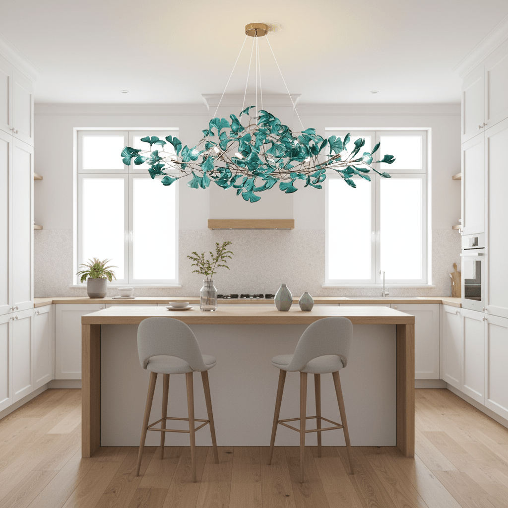 Acrylic Ginkgo Leaf Chandelier — Linear Pendant Light