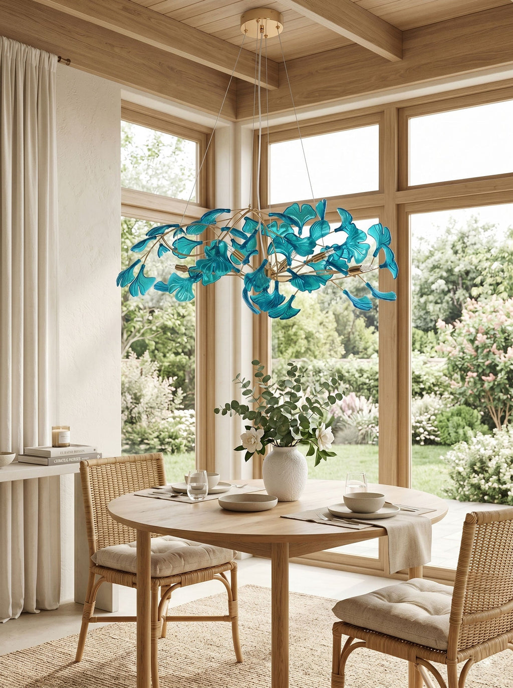 Acrylic Ginkgo Leaf Chandelier — Linear Pendant Light