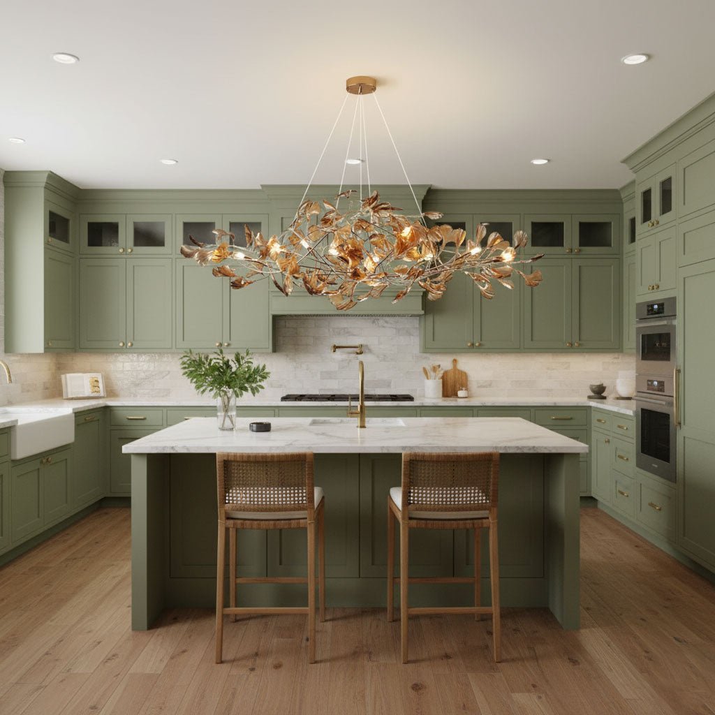 Acrylic Ginkgo Leaf Chandelier — Linear Pendant Light