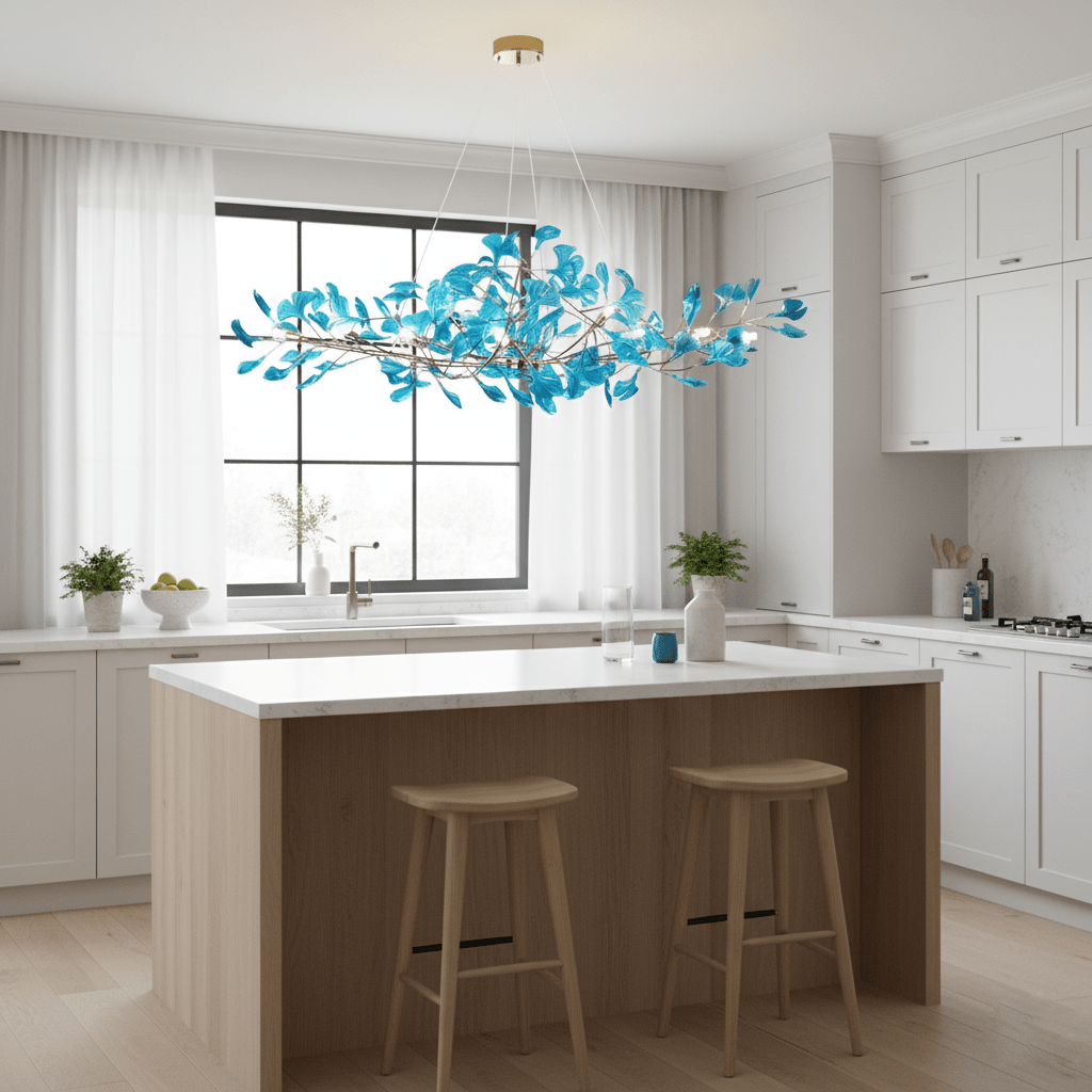 Acrylic Ginkgo Leaf Chandelier — Linear Pendant Light