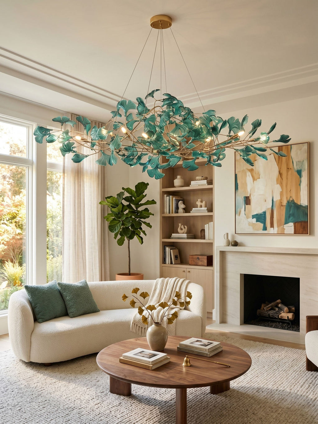 Acrylic Ginkgo Leaf Chandelier — Linear Pendant Light