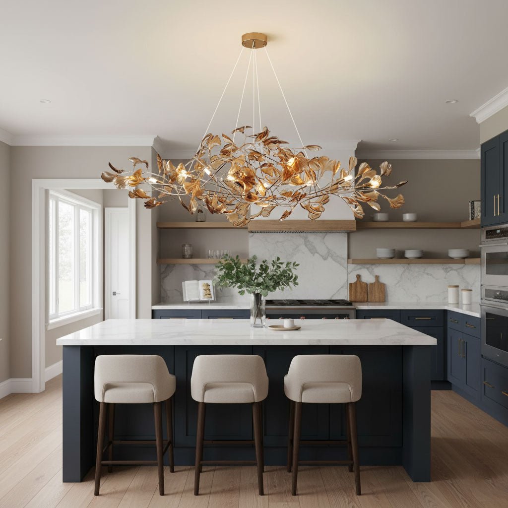 Acrylic Ginkgo Leaf Chandelier — Linear Pendant Light
