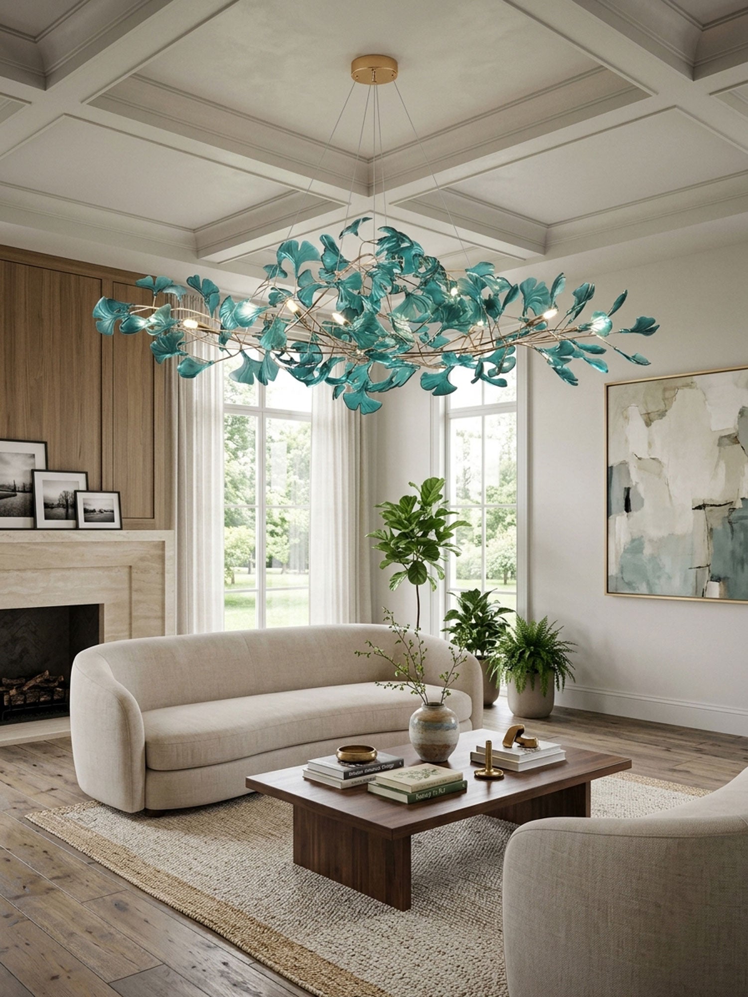 Acrylic Ginkgo Leaf Chandelier — Linear Pendant Light