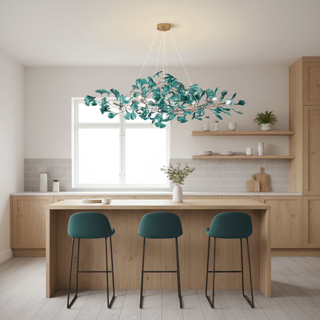 Acrylic Ginkgo Leaf Chandelier — Linear Pendant Light