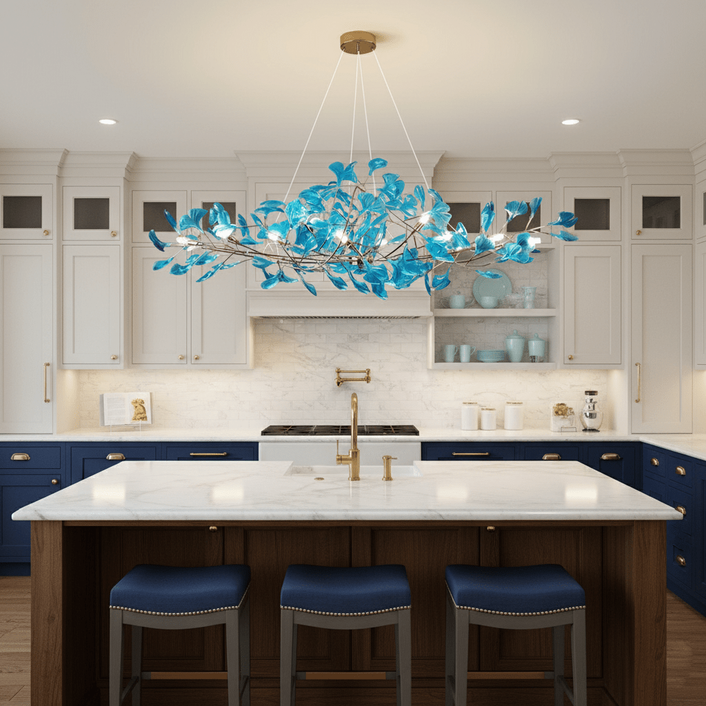 Acrylic Ginkgo Leaf Chandelier — Linear Pendant Light