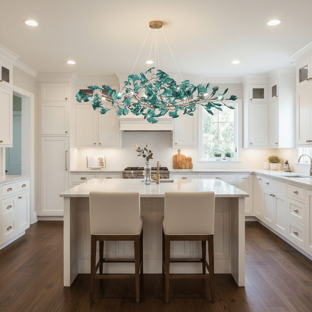 Acrylic Ginkgo Leaf Chandelier — Linear Pendant Light