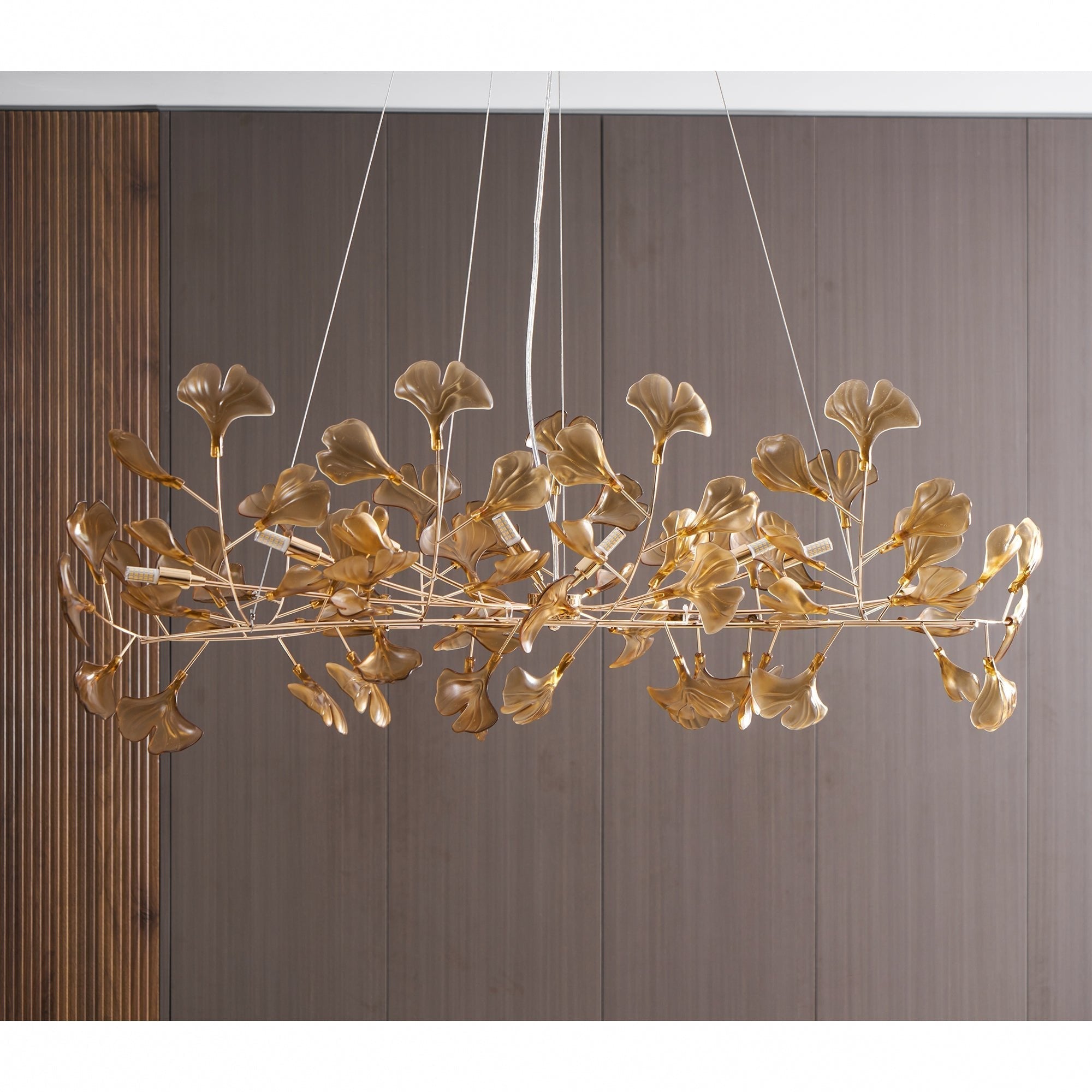 Acrylic Ginkgo Leaf Chandelier — Linear Pendant Light