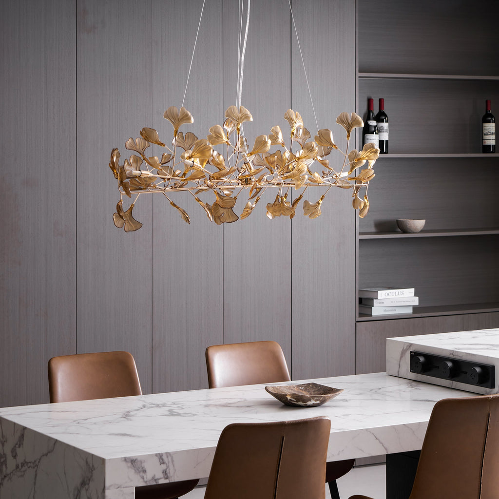 Acrylic Ginkgo Leaf Chandelier — Linear Pendant Light