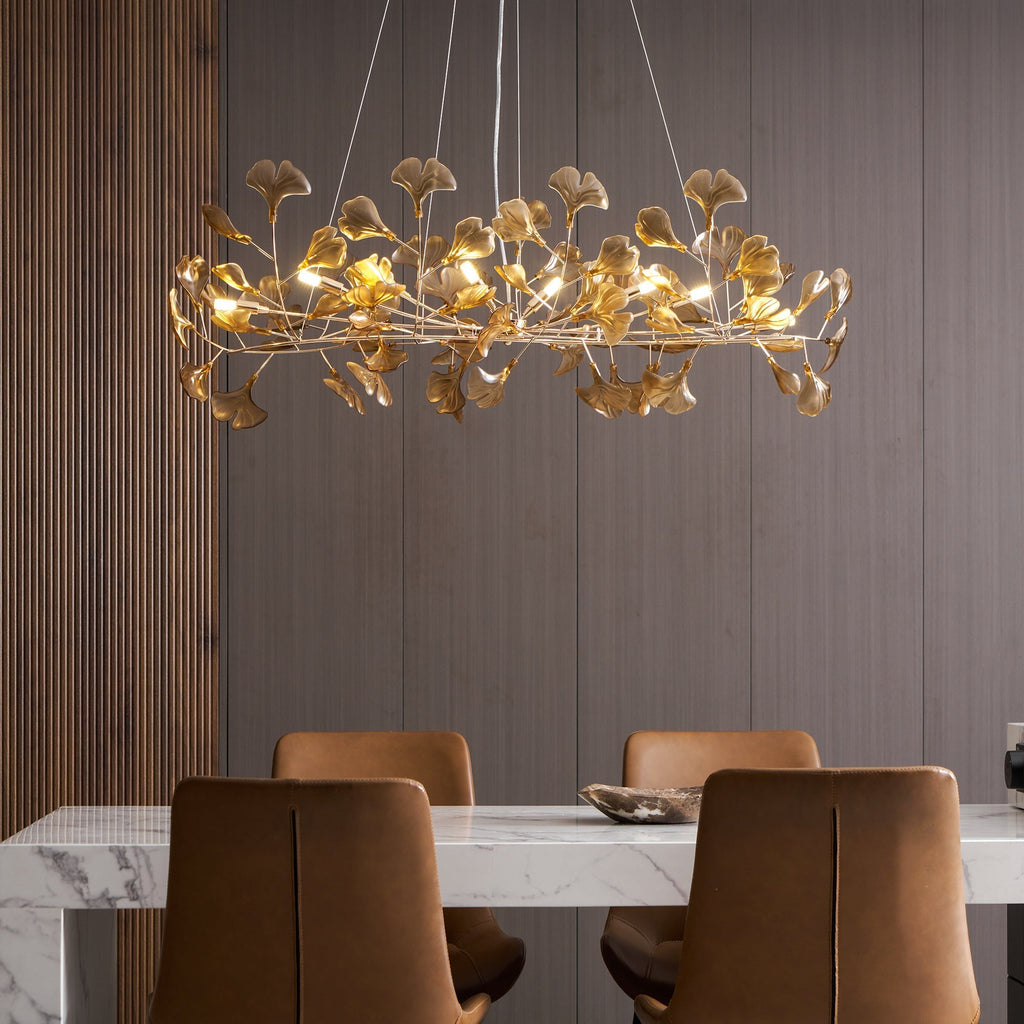 Acrylic Ginkgo Leaf Chandelier — Linear Pendant Light