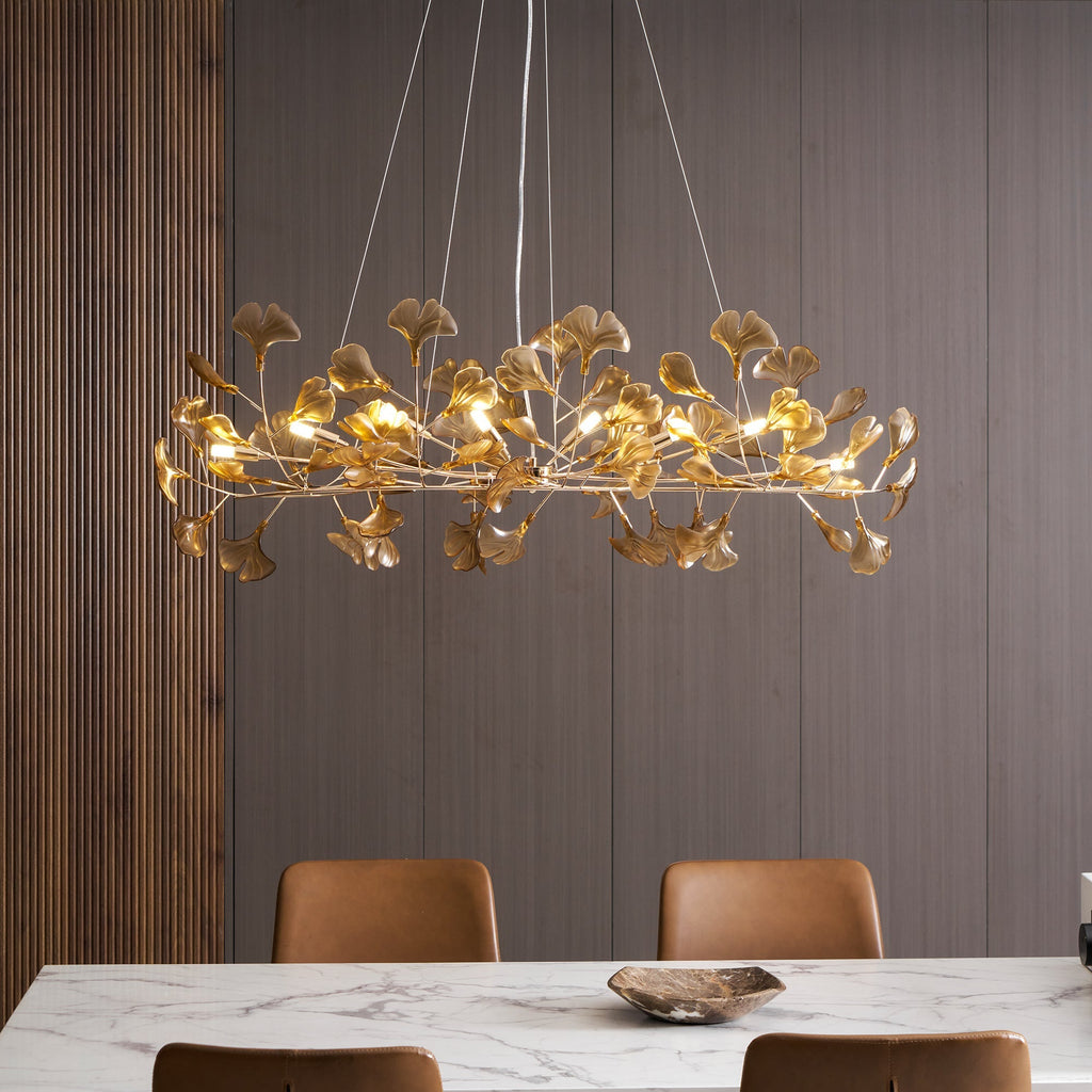 Acrylic Ginkgo Leaf Chandelier — Linear Pendant Light