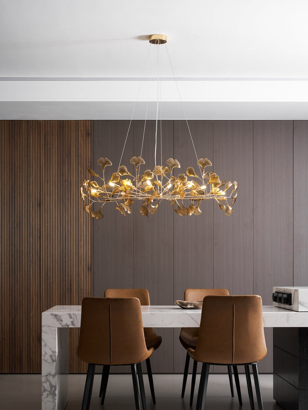 Acrylic Ginkgo Leaf Chandelier — Linear Pendant Light