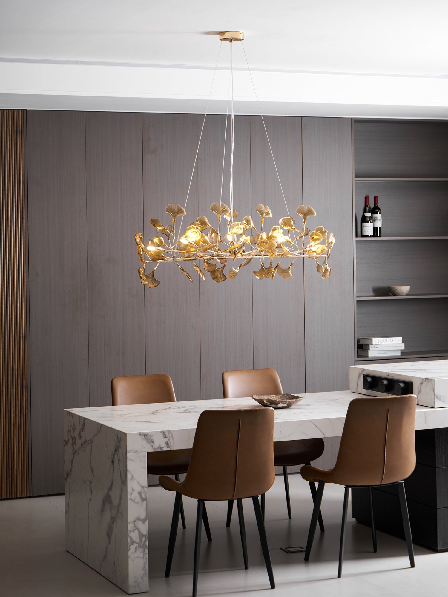 Acrylic Ginkgo Leaf Chandelier — Linear Pendant Light