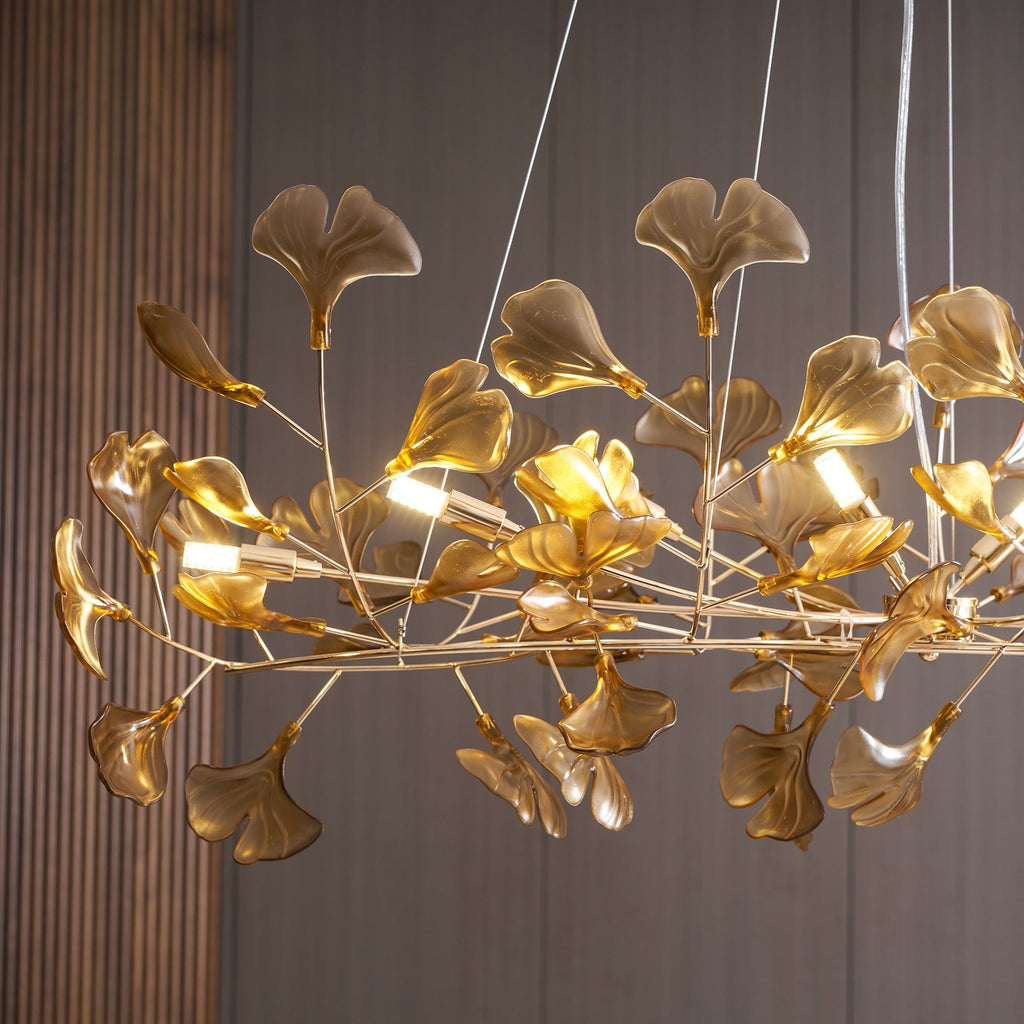 Acrylic Ginkgo Leaf Chandelier — Linear Pendant Light