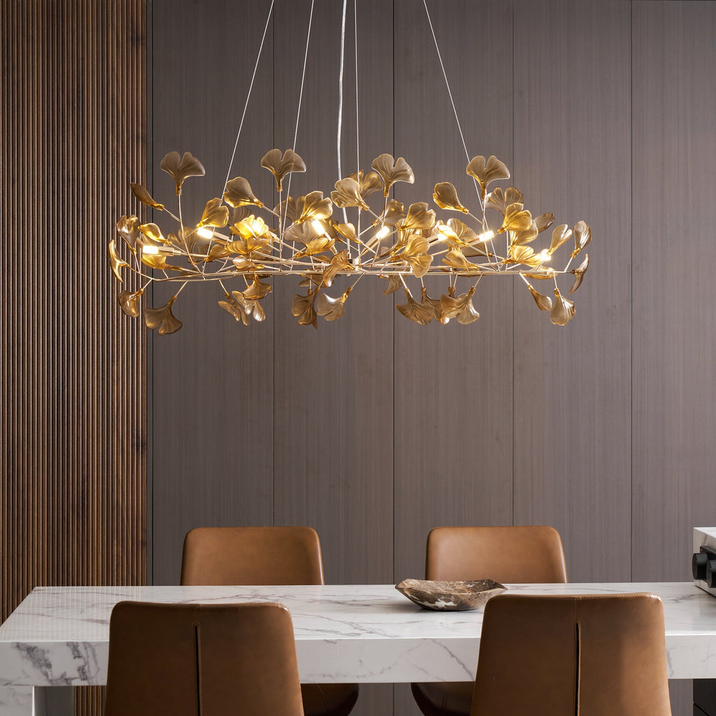 Acrylic Ginkgo Leaf Chandelier — Linear Pendant Light