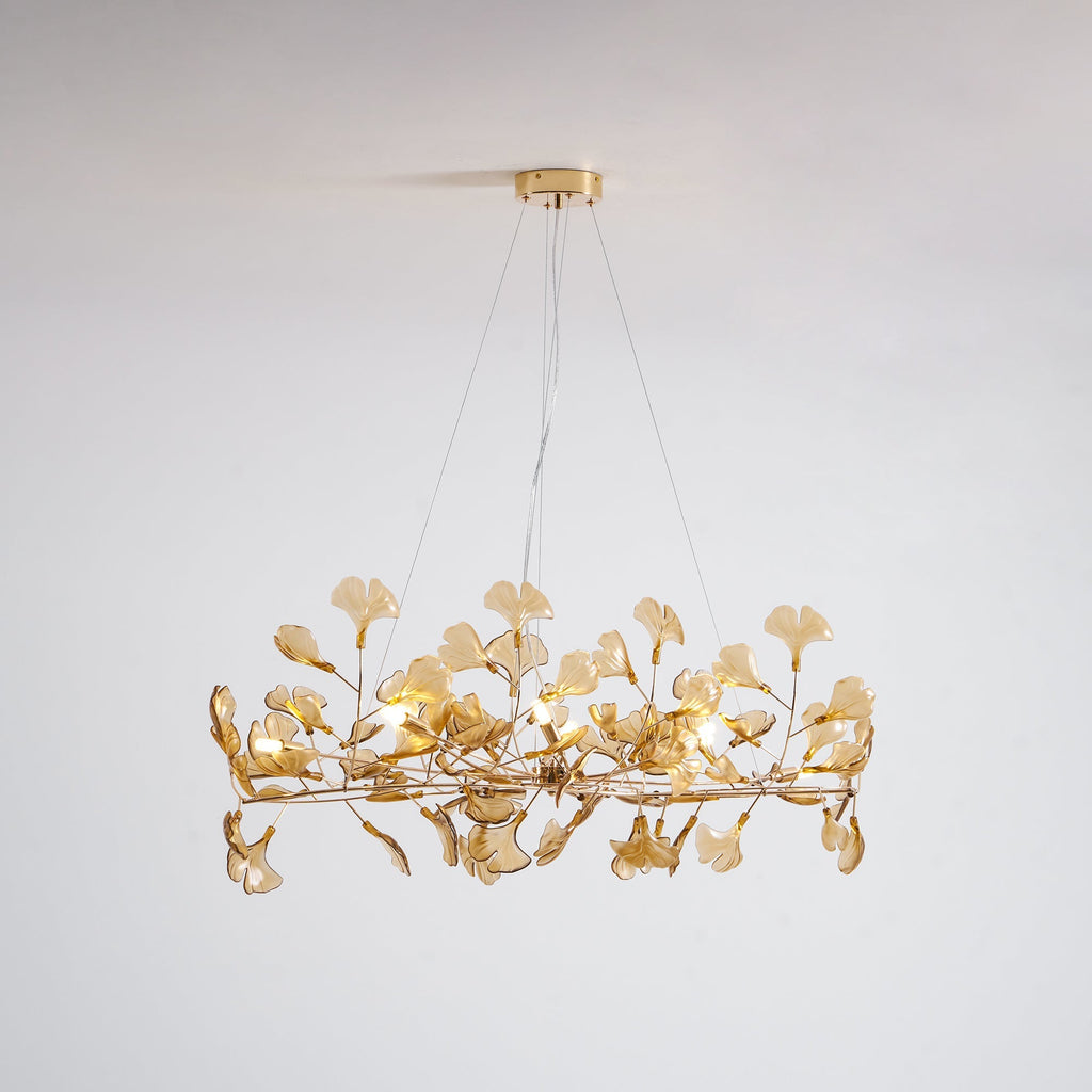 Acrylic Ginkgo Leaf Chandelier — Linear Pendant Light