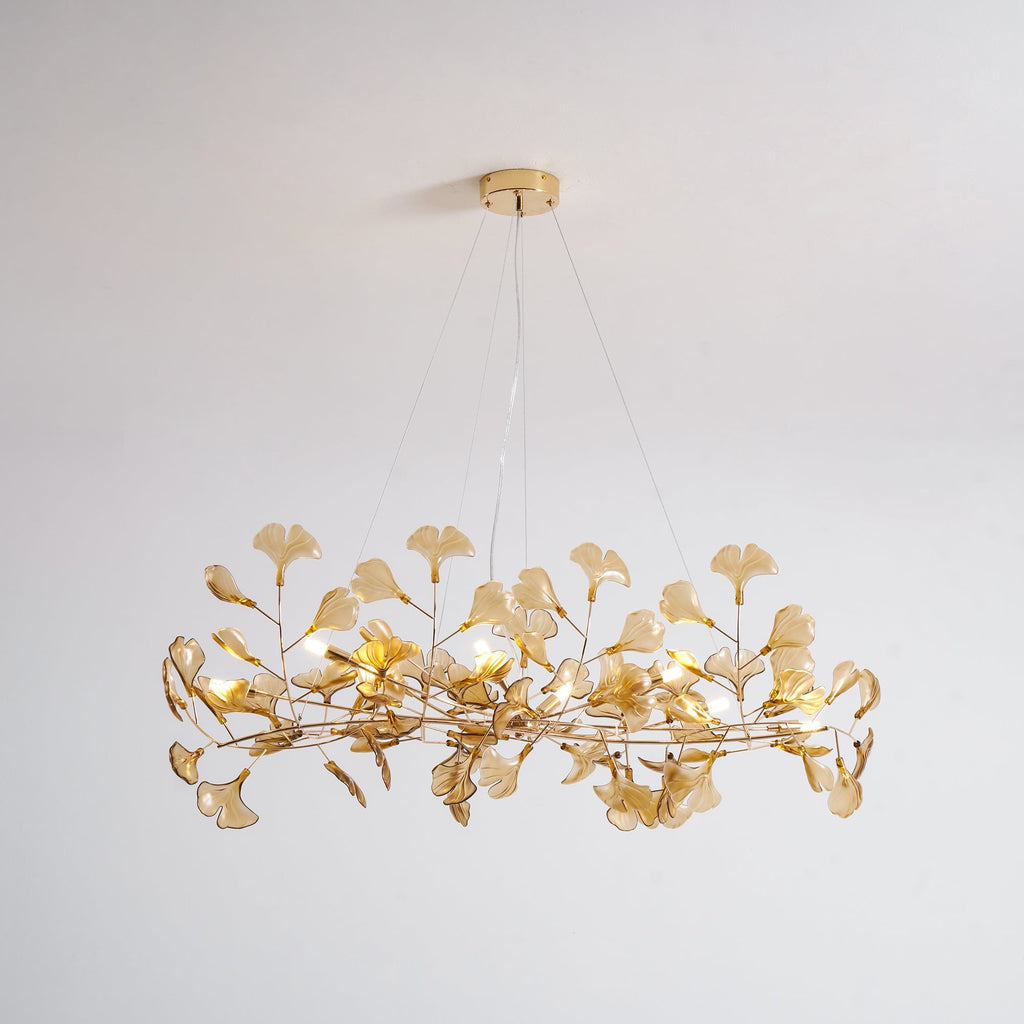 Acrylic Ginkgo Leaf Chandelier — Linear Pendant Light