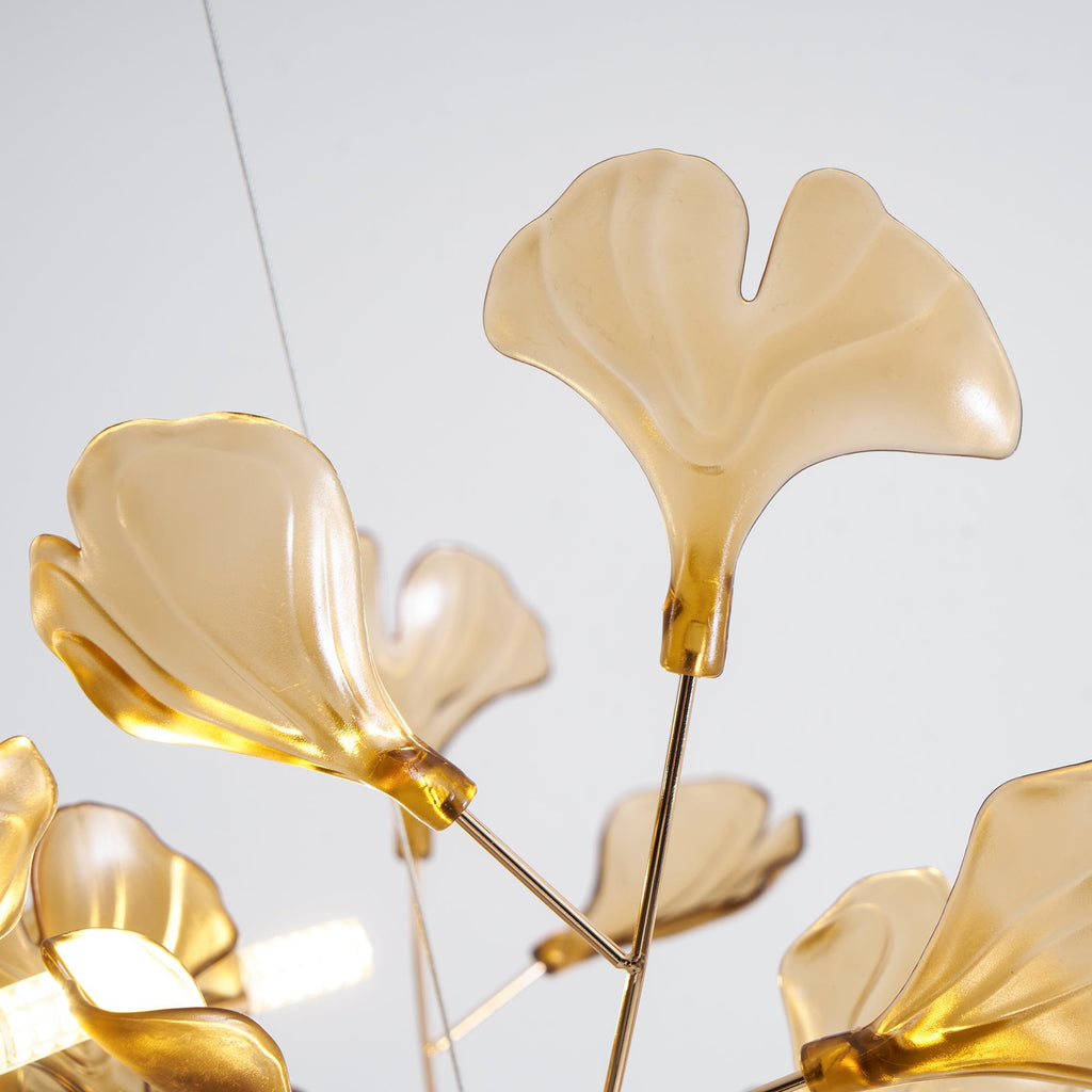 Acrylic Ginkgo Leaf Chandelier — Linear Pendant Light