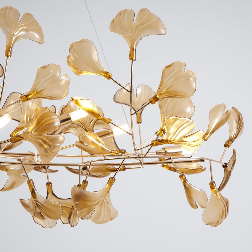 Acrylic Ginkgo Leaf Chandelier — Linear Pendant Light