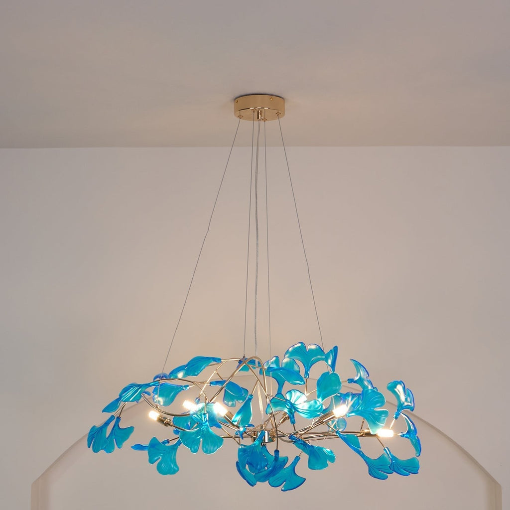 Acrylic Ginkgo Leaf Chandelier — Linear Pendant Light