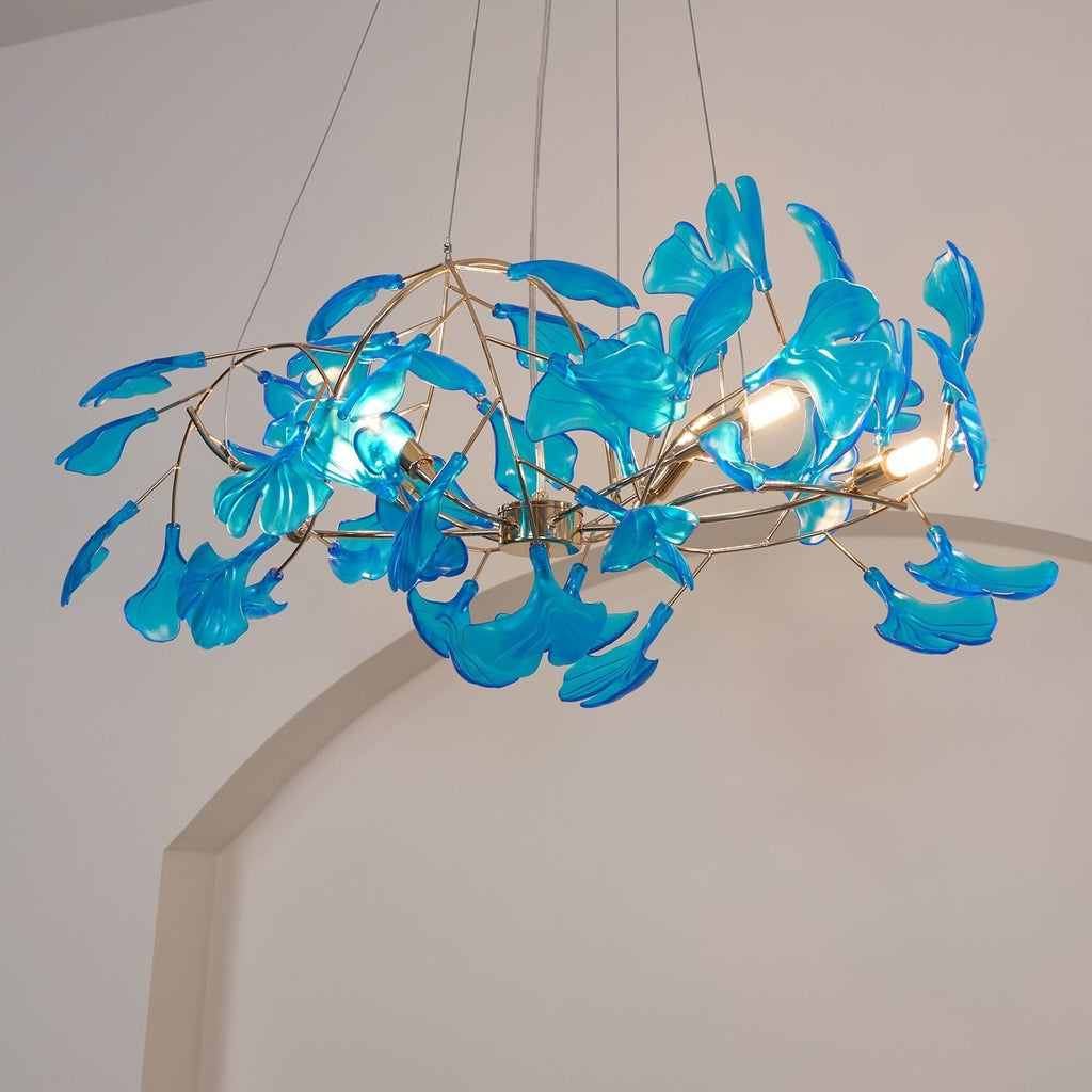 Acrylic Ginkgo Leaf Chandelier — Linear Pendant Light